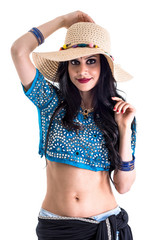 Fashionable brunette women isolated on white background