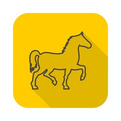 Horse silhouette line icon with long shadow