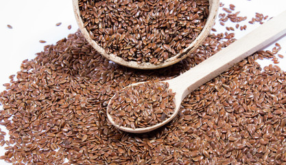 closeup of flaxseed isolated on white