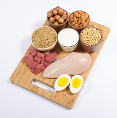 Natural products containing plant and animal proteins.