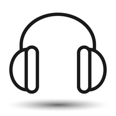 Headphones icon. Headphones logo. Flat icon of the headphones. Vector illustration