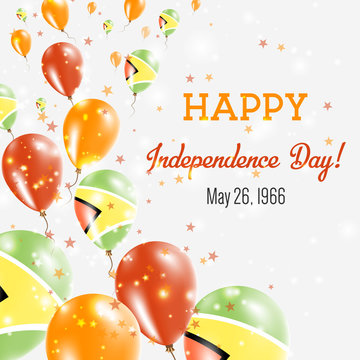 Guyana Independence Day Greeting Card. Flying Balloons in Guyana National Colors. Happy Independence Day Guyana Vector Illustration.