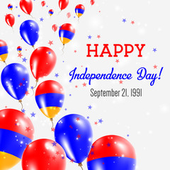 Armenia Independence Day Greeting Card. Flying Balloons in Armenia National Colors. Happy Independence Day Armenia Vector Illustration.