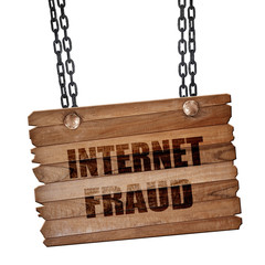 Internet fraud background, 3D rendering, wooden board on a grung