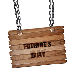 patriot's day, 3D rendering, wooden board on a grunge chain