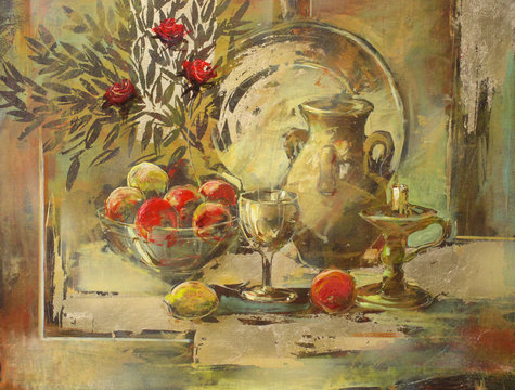 still life handmade painting