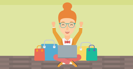 Woman making purchases online.