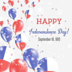 Chile Independence Day Greeting Card. Flying Balloons in Chile National Colors. Happy Independence Day Chile Vector Illustration.