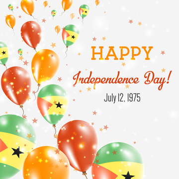 Sao Tome and Principe Independence Day Greeting Card. Flying Balloons in Sao Tome and Principe National Colors. Happy Independence Day Sao Tome and Principe Vector Illustration.