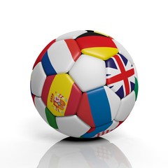 Obraz premium 3d rendering Soccer ball with misc flags