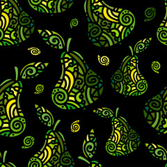 Seamless pattern with stylized pear