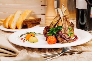 Gourmet Main Entree Course Grilled Lamb steak