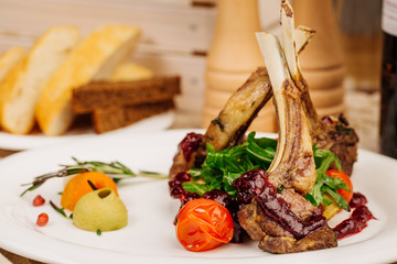 Gourmet Main Entree Course Grilled Lamb steak