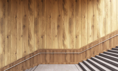 Fototapeta na wymiar Wooden wall and stairs