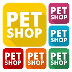 Pet shop icons set with long shadow