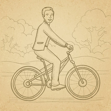Man riding bicycle.