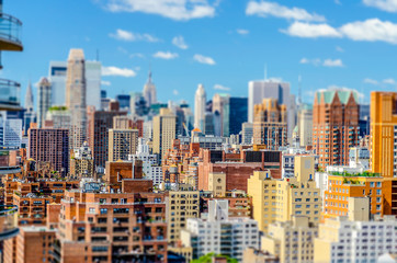 Fototapeta na wymiar View of Upper East Side, New York. Tilt-shift effect applied