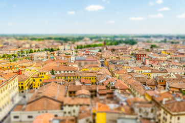 Fototapeta na wymiar Panoramic View Over Verona, Italy. Tilt-shift effect applied
