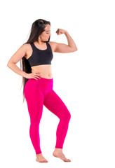 Young asian woman in sportswear posing