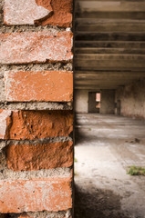 Damaged brick wall