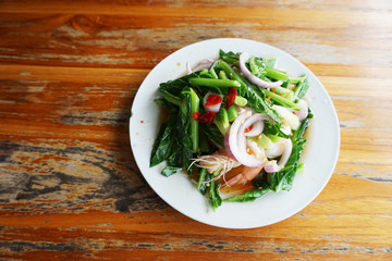 Kale salad with shrimp