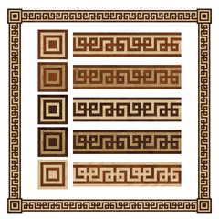 Wooden border ornament meandr, design  parquet floor, seamless texture for 3D interior