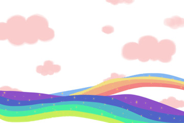 Creative Illustration and Innovative Art: Rainbow Road and Cloud in the Sky. Realistic Fantastic Cartoon Style Artwork Character Design, Wallpaper, Story Background, Card Design
