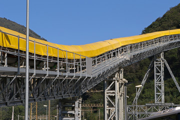 Conveyor belt detail on mining site
