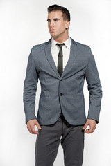 Fit White Lifestyle Male Model In Fashionable Suit