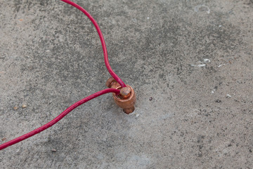 Welding copper ground wire on ground