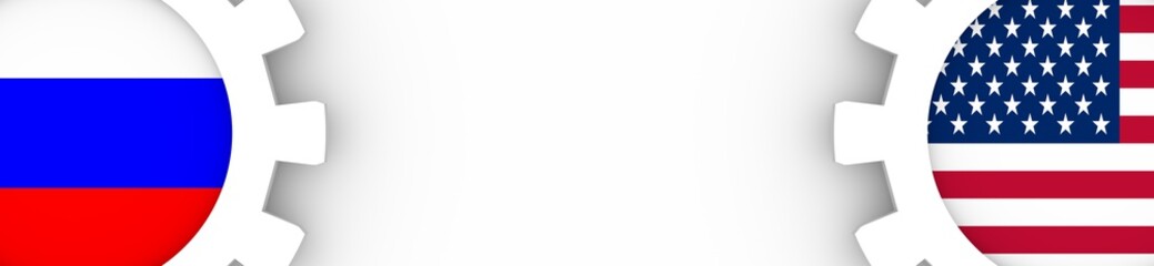 Web Banner, Header Layout Template. Politic and economic relationship between USA and Russia