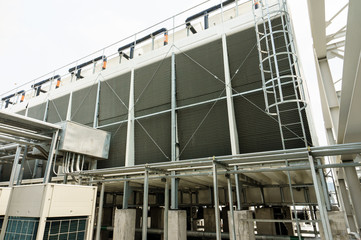 Cooling tower at roof top, air conditioning systems building
