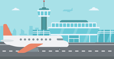 Obraz premium Background of airport with airplane.