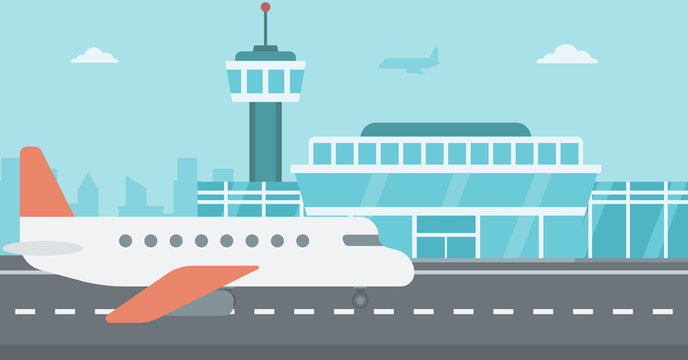 Background of airport with airplane.