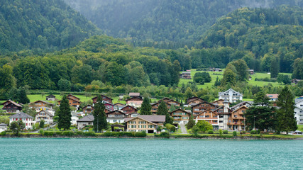 Fototapeta na wymiar View of Brienz Lake, Interlaken region in Switzerland