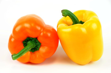 colorful bell peppers isolated on white background