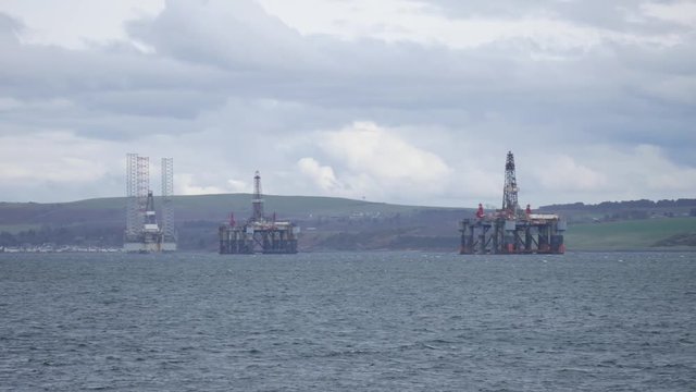 Semi Submersible Oil Rig at Cromarty Firth in Invergordon, Scotland 
