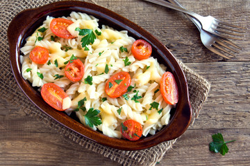 Pasta casserole with tomatoes