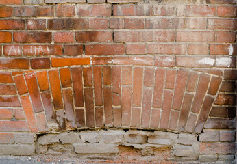 Red old worn brick wall texture background. Vintage effect.