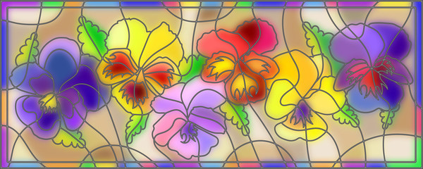 Fototapeta na wymiar Spring flowers in stained glass style