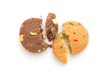 broken cookie isolated on white background