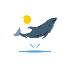 Vector Dolphin Cartoon Illustration.