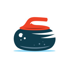 Vector Stone Curling Cartoon Illustration.