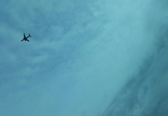 Flugzeug am Himmel Hintergrund