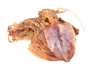 Dried squid isolated on the white background