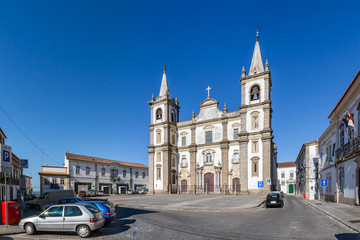 Fototapeta na wymiar Panorama of the Portalegre Cathedral, or Se de Portalegre, Portugal. Mannerist and Baroque styles.