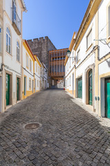 Fototapeta na wymiar Image of the street that leads to the Portalegre city castle entrance. Alto Alentejo, Portugal.