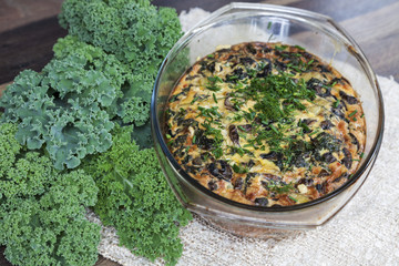 Frittata with mushrooms and kale