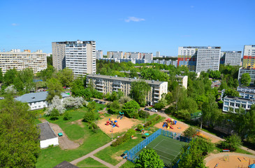 Yard with playgrounds in Zelenograd, Moscow