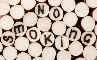 No smoking written on the cigarette filter